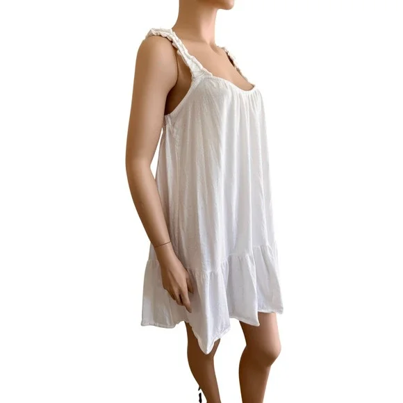 J.Crew Re-Imagine White Cotton Ruffle Strap Tiered Mini Dress Small - Picture 3 of 12